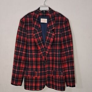 Pendeleton Women's Size 8 Vintage Plaid 100% Virgin Wool Blazer